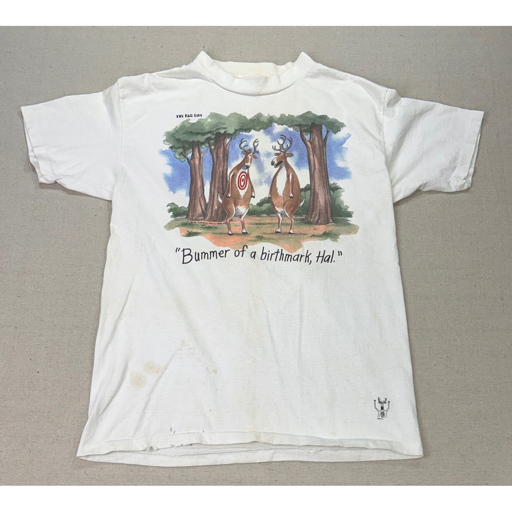 Vintage 1986 Men's Medium The Far Side Deer Target SINGLE STITCH T-Shirt USA